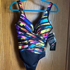NWT Miraclesuit Colorful Striped Swimsuit